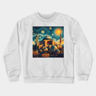 Hagia Sophia, Istanbul, Turkey, in the style of Vincent van Gogh's Starry Night Crewneck Sweatshirt